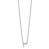 Sterling Silver 925 Polished Diamond Initial R Necklace with Extender